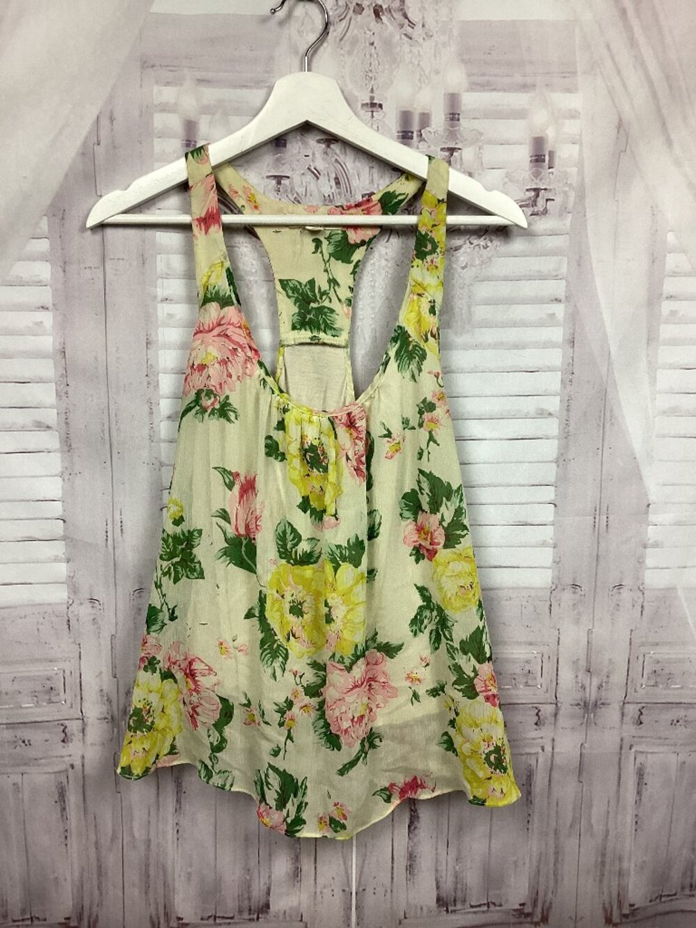 Vintage Forever 21 Floral Chiffon Tank Top L